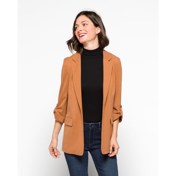 Skies are Blue Women Camel Boyfriend Oversized Blazer XL New With Tags - Picture 2 of 6